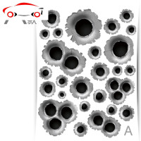 网红划痕遮挡车身贴创意个性子弹孔弹痕车贴改装防水文字装饰拉花 JING PING 足球E款