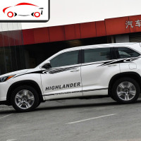 10-19款丰田汉兰达车贴车身拉花贴纸汉兰达改装彩条装饰贴花腰线 JING PING 进口材质亚金色A款