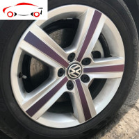 大众凌渡轮毂贴纸高尔夫7改装车饰专用车轮毂装饰碳纤维贴纸车贴 JING PING 黑色半贴C款(四个轮)