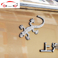 车贴划痕遮挡壁虎车贴尾标装饰3d立体金属贴车载汽车贴纸创意改装 JING PING 银色壁虎贴1个+驾驶证皮套1个