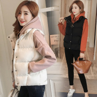 羽绒棉马甲卫衣两件套女冬2019新款韩版加厚外套短款背心棉服套装