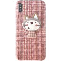 可爱猫咪p30粉色格子p20pro毛绒布艺华为mate30pro手机壳华nova5pro女nove4e秋冬3i卡通真智力