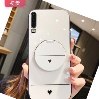 爱心带镜子华为p30手机壳mate30补妆镜nova5pro带支架5i化妆镜ipro椭圆note5弧形n5圆形m3真智力