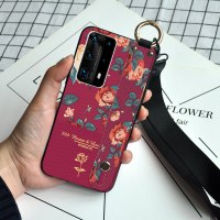 华为p40pro手机壳p40软硅胶p30防摔p30pro全包边p30青春版套挂绳女款个性创意女生时尚牡丹花藤酒红玫真智力