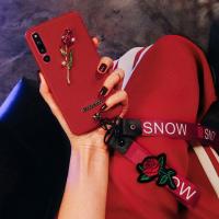 华为荣耀Magic2手机壳挂脖挂绳壳红玫瑰花荣耀v20硅胶套网红潮钻荣耀8x max保护壳女magic2防摔真智力