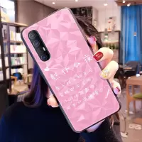 适用oppoReno3pro手机壳趣味个性文字opporeon3菱形套5G版钻石纹真智力