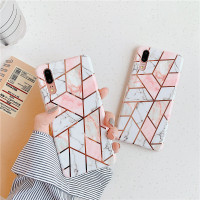 粉白华为p30pro手机壳nova6/3e/4/4e/5菱形几何纹镀金硅胶全包边软胶时尚潮流mate20网红同款拼真智力