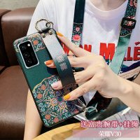 中国风华为v30手机壳荣耀v30斜挎背带挂绳v30pro复古富贵腕带v30软壳创意吉祥仙鹤女款挂脖网红荣耀v30真智力