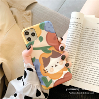 可爱花朵猫咪适用苹果7/8plus手机壳iPhonex/xs/11promax磨砂xr套真智力