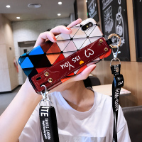 苹果8plus手机壳女斜挎x带挂绳promax背包7p全包防摔6硅胶6s复古菱形xmax腕带支架xsma红11pr真智力