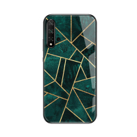 华为荣耀20手机壳墨绿菱格v20玻璃壳荣耀10夏日清新9x简约大气note10女款20pro轻奢风时尚i潮款小真智力