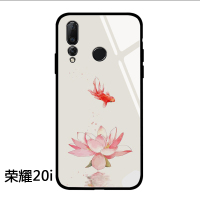 华为荣耀v20手机壳文艺中国风20pro玻璃镜面20i荷花鲤鱼V10硅胶软壳荣耀10简约创意青春版网红新款潮女no真智力