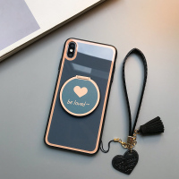 苹果x手机壳iphone8plus玻璃壳xsmax防摔化妆镜ins风ip6s爱心7plus硅胶全包xr带挂绳11p真智力