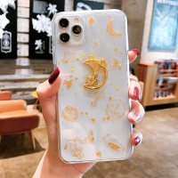 美少女星月棒iphone11苹果X手机壳适用7p/8plus闪粉月亮XS/XR金箔星球11Pro max滴胶五角星真智力