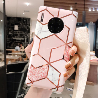 华为mate30pro5g手机壳mate20电镀菱格大理石p30女挂绳软防摔真智力