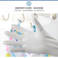 加长乳胶厨房洗碗橡胶加厚家务清洁洗衣防水牛筋胶皮手套耐用|东亚33cm植绒PVC白色（5双） M（中码）