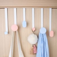 门后挂钩免钉门背式挂衣架免钉打孔创意置物架墙上壁挂衣服衣帽钩|1104白底[6钩拼色]