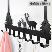 门后挂钩免钉门背式挂衣架免钉打孔创意置物架墙上壁挂衣服衣帽钩|862小鹿8钩[黑色]