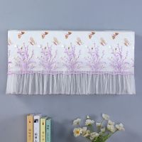 空调罩开机不取格力美的空调罩防尘罩全包布艺蕾丝空调套挂机通用|蝴蝶花+紫 2p(88-94)cm+全包