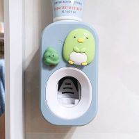 可爱猪宝宝全自动挤牙膏器儿童卡通创意懒人牙膏挤压器牙刷置物架|小绿鸭 挤牙膏器+置物架