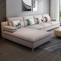 锐取 沙发 北欧极简实木布艺沙发组合现代简约家用免洗科技布艺沙发带转角可拆洗客厅布艺沙发