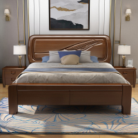 锐取 床 中式实木床双人床1.8米大床1.5米床现代简约主卧室气压高箱储物床婚床实木家具床