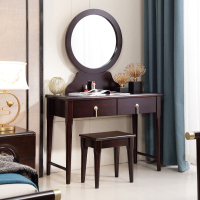 锐取 新中式梳妆台卧室现代简约全实木化妆桌一体主卧带镜子高端轻奢家用妆凳