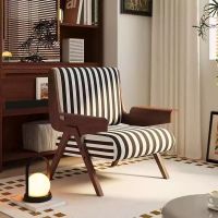 锐取网红沙发椅中古风客厅阳台单人沙发椅卧室休闲实木靠背椅子