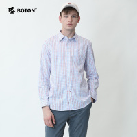 Boton/波顿夏日经典男士休闲透气百搭全棉帅气格子衬衫 MS559120