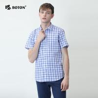Boton/波顿男士格子衬衫纯棉短袖薄款夏季商务短袖衬衫 MS855220