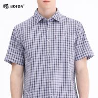Boton/波顿男士短袖衬衫休闲纯棉夏装男潮流帅气男式宽松MS737214