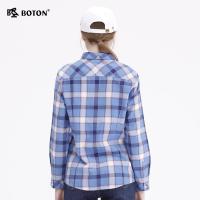 Boton/波顿女装宽松百搭格子衬衫秋装休闲长袖衬衣女LS665318