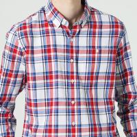 Boton/波顿秋冬新款男装红蓝白格百搭休闲男装潮流衬衫