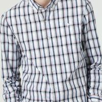 Boton/波顿秋冬新款白底蓝格男装休闲格子衬衫男长袖格子