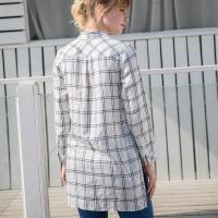 Boton/波顿秋季新款女士长袖衬衫格子女衬衣衬衫女