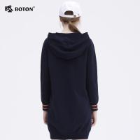 Boton/波顿带帽毛衣女宽松外穿秋冬装新款女装百搭中长款