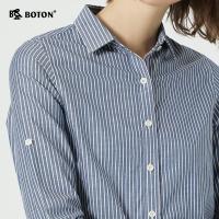 Boton/波顿条纹衬衫女七分袖秋季新款时尚修身衬衣