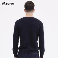 Boton/波顿男士秋冬新款净色圆领毛衣保暖打底衫男装潮