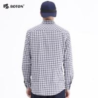 Boton/波顿男装秋冬新款时尚格子长袖衬衣男士休闲衬衫