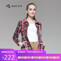 波顿/Boton女士休闲外套 全棉红色格子秋冬外套