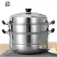 苏兴蒸锅不锈钢三层加厚火锅3层二2层多层蒸笼电磁炉锅具26c-30cm FENGHOU 三层加厚 26cm
