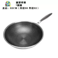 304不锈钢炒锅圆底锅锅涂层 少油烟电磁炉煤气灶通用型锅具 FENGHOU 34cm304全面屏(带盖)+锅铲
