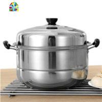 加厚复底二层不锈钢蒸锅家用加厚火锅双层汤锅蒸馒头锅具 FENGHOU 32cm二层复底-K56
