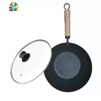 24cm26cm迷你小熟铁锅炒锅无油烟不粘锅家用燃气灶通用锅具 FENGHOU 24cm口径+盖子(单人)