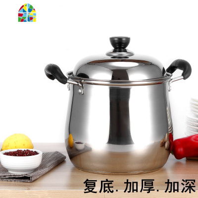 汤锅不锈钢锅加厚复底锅不粘锅煲汤锅涮肚锅深炖锅电磁炉锅具 FENGHOU 22CM[加厚复底]电磁炉煤气炉使用