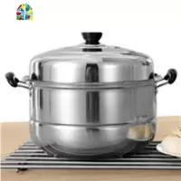 蒸锅不锈钢三层加厚火锅3层二2层多层蒸笼电磁炉锅具26c-32cm FENGHOU 32cm二层复底