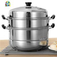 蒸锅不锈钢三层加厚汤锅火锅3层二2层多层蒸笼家用电磁炉26-30cm FENGHOU 30cm二层加厚
