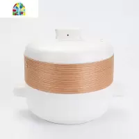 陶瓷蒸锅日式带蒸笼砂锅煲汤家用燃气炖锅蒸煮双用汤煲沙锅可高温 FENGHOU 白色1.5L带柳杉木蒸笼