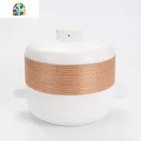 陶瓷蒸锅日式带蒸笼砂锅煲汤家用燃气炖锅蒸煮双用汤煲沙锅可高温 FENGHOU 白色2.5L带柳杉木蒸笼