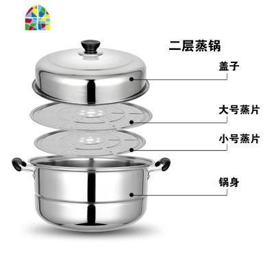 多层蒸锅不锈钢2 3 双三层加厚汤锅馒头蒸笼大电磁炉家用煤气 FENGHOU 34CM三层:送万能夹+蒸布+百洁布